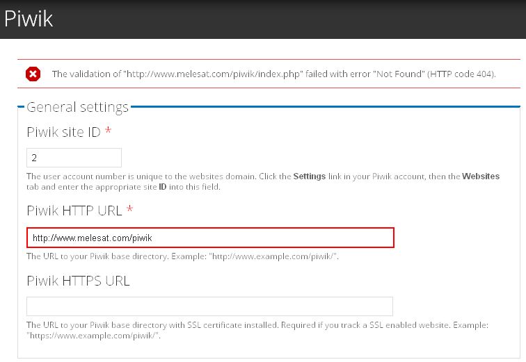 Piwik Validasi Error