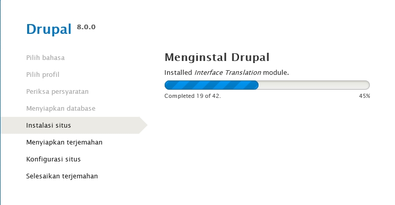 Instal Drupal 8 - Instalasi ke Database