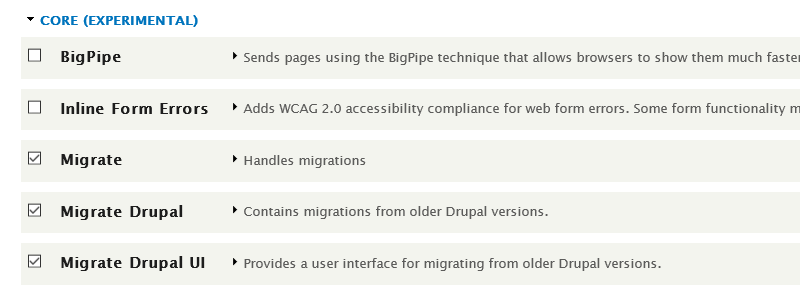 Instal Modul Migrate